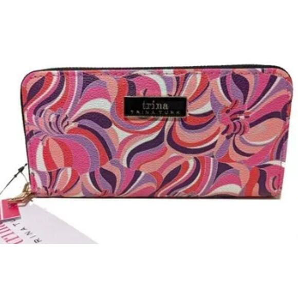 Trina Turk Gift Box Set "Sea Anemone" Zip Around Large Wallet Vegan Leather NIB - Picture 2 of 3